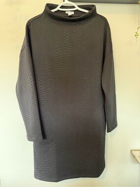 Tribal Black Long Sleeve Textured Dress
